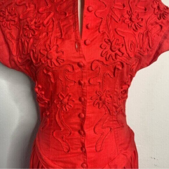 Allegra Red Vintage Midi/Maxi Cap Sleeve Dress - Picture 11 of 15